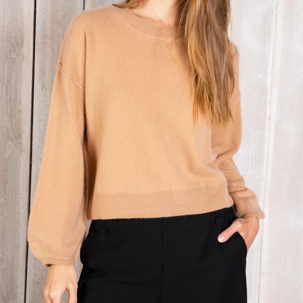 PARRISH LA CREWNECK PULLOVER LONG DOLMAN SLEEVES CASHMERE SWEATER SM -BLACK